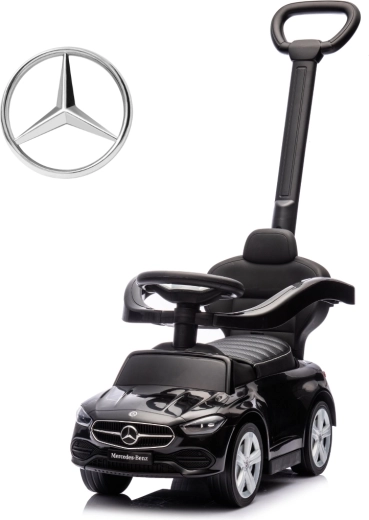 Milly mally lábbal hajtható járgány tolókarral Mercedes‑Benz C‑Class deluxe fekete