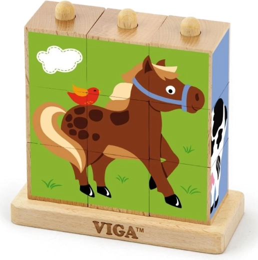 VIGA csapokra húzható kockák – háziállatok (9 kocka)