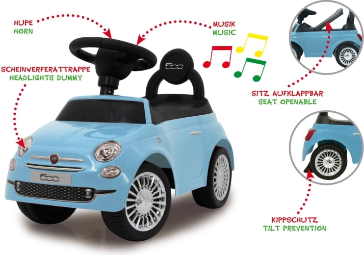Jamara Fiat 500 2 az 1-ben kismotor (tolós) kék