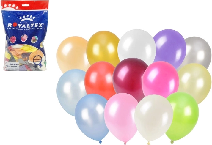 Metál lufik 25 cm, színmix, 100 db