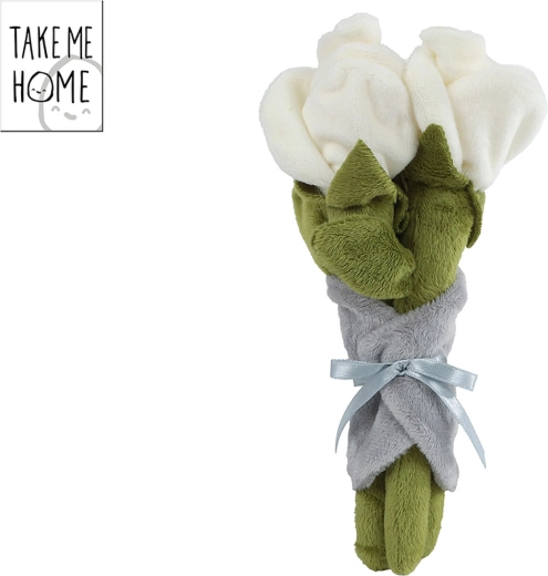 Take Me Home plüss fehér rózsacsokor 22 cm - 1 db