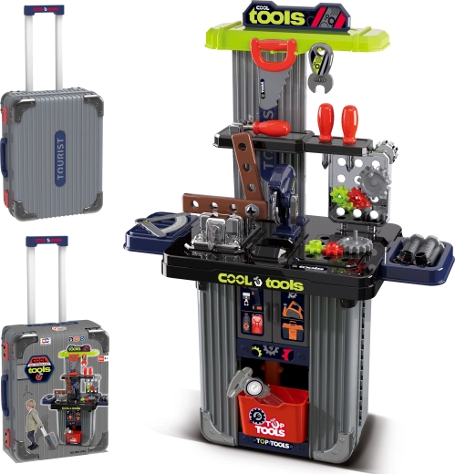 2 az 1-ben szerszámos bőrönd és műhely gyerekeknek