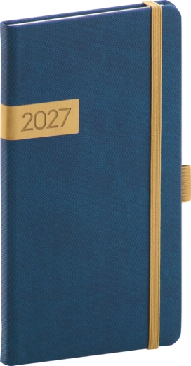 Notique Twill 2027 kisméretű határidőnapló kék-arany 9 × 15,5 cm