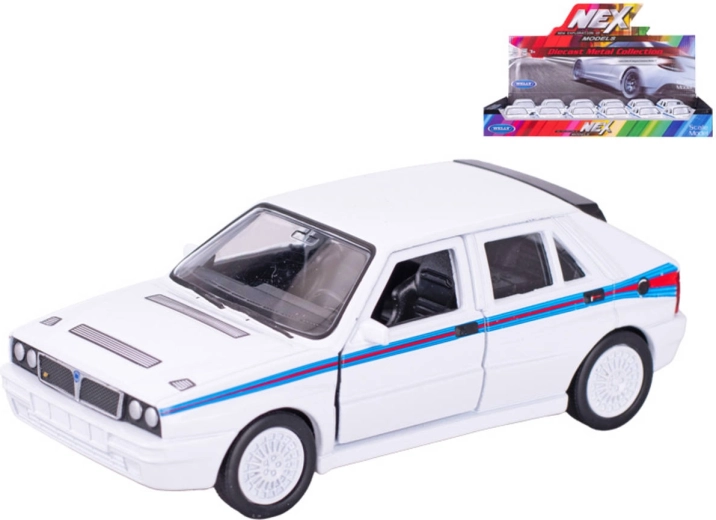Welly Lancia Delta HF Martini felhúzós autómodell, hátrahúzós, fehér, 11,5 cm