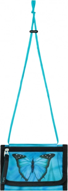 Pénztárca nyakba akasztva pillangó motívummal