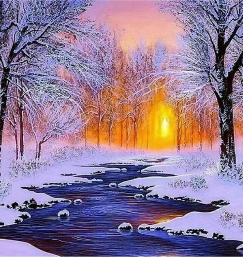 Norimpex gyémántfestés Téli patak 30 × 40 cm