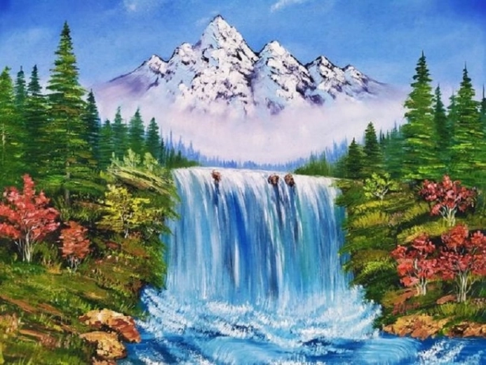 Norimpex gyémántfestés Hegy a vízesés felett ősszel 30 × 40 cm