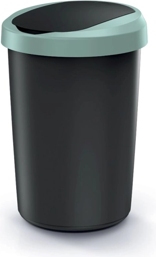 Compacta R Flap 40 l szemetes – újrahasznosított fekete világoszöld fedéllel