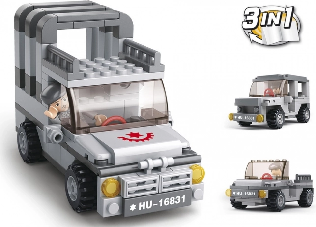 Sluban Army 9v1 katonai jeep 3v1