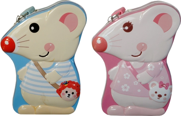 Egérke persely – színes fém pénztár gyermekeknek