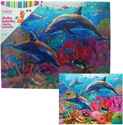 Gyémántszemes kirakó – delfinek 40 × 50 cm