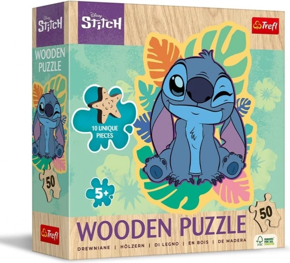 Fa puzzle 50 darabból Lilo & Stitch