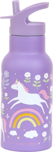 A Little Lovely Company rozsdamentes acél gyermekpalack egyszarvúkkal és szivárvánnyal, 350 ml