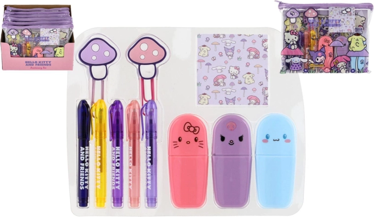 Hello Kitty és barátai nagy iskolai készlet gombamintával