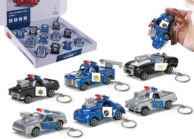 Rendőrautó kulcstartó nyitható ajtókkal 1:64