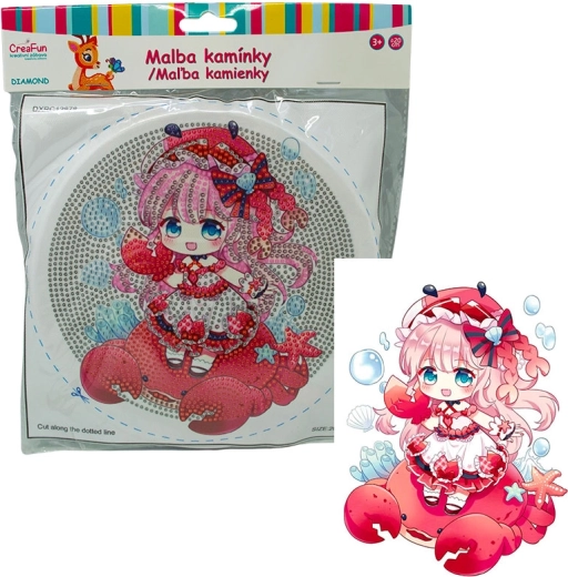 Gyémántfestés kerettel – piros babával, 20 cm