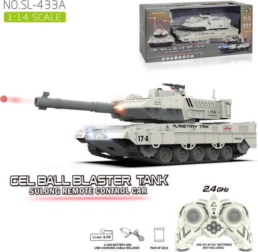 Távirányítású fehér tank gélgolyó-lövéssel