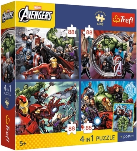 Premium plus gyerek puzzle Avengers: A hősök közöttünk vannak (4×88 darab)