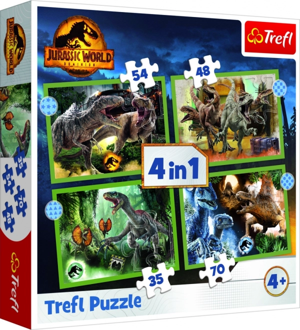 Puzzle 4 az 1-ben veszélyes dinoszauruszok Jurassic World