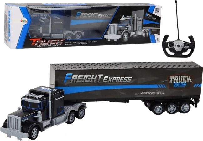 Szórakoztató, távirányítós teherautó készlet LED lámpákkal 27MHz kék