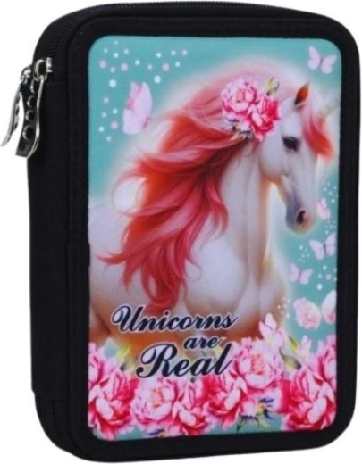Felszerelt, kétszintes tolltartó Back me up Unicorns are real