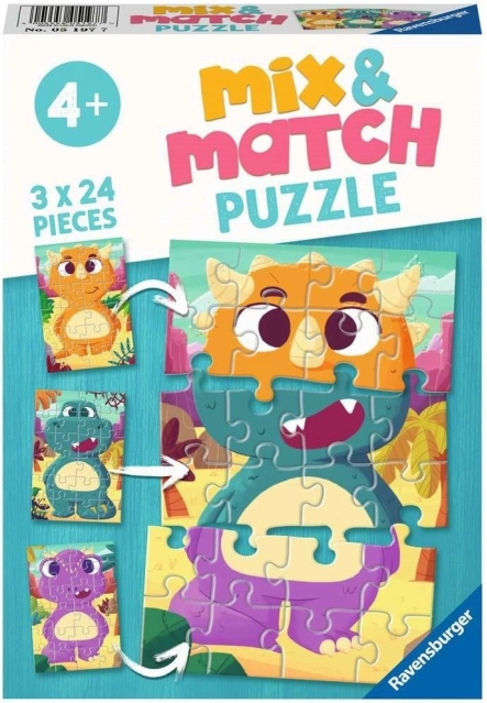 RAVENSBURGER puzzle Mix & Match: aranyos dinoszauruszok 3×24 darab