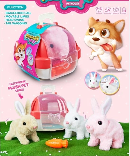 Interaktív plüss nyuszi házikóval