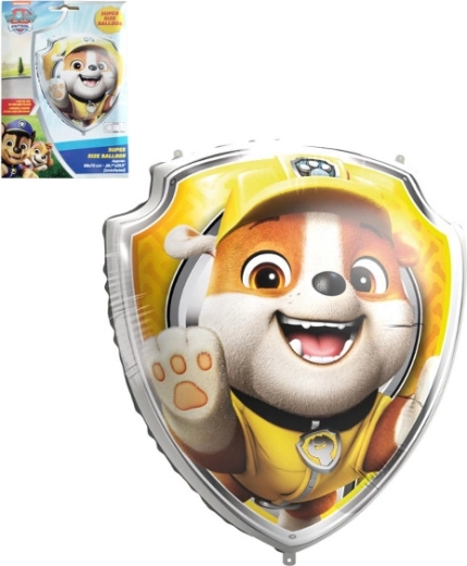 PAW PATROL Rubble pajzs alakú fólia lufi 68 × 75 cm