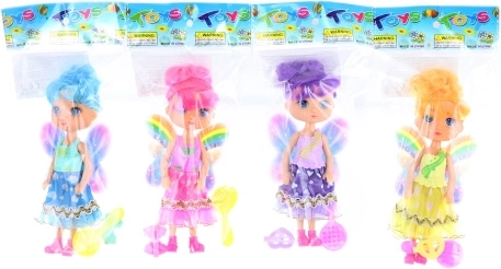 Tündér baba szivárványos szárnyakkal és kiegészítőkkel