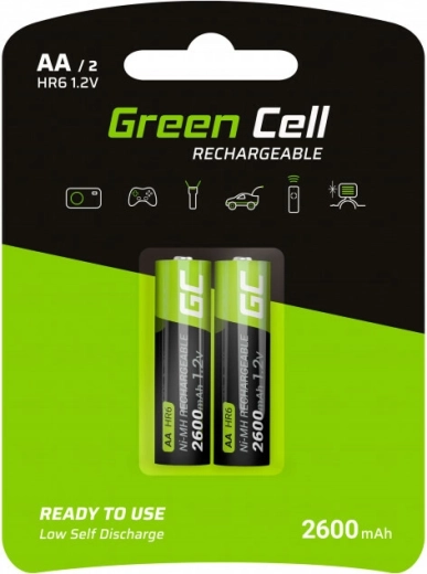 AA HR6 2600 mAh újratölthető akkumulátor – Green Cell (2 db)