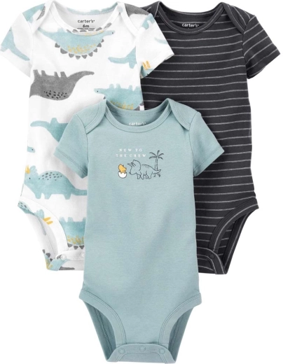 Carter’s rövid ujjú body Blue Dino fiúk számára, 3 db, újszülött