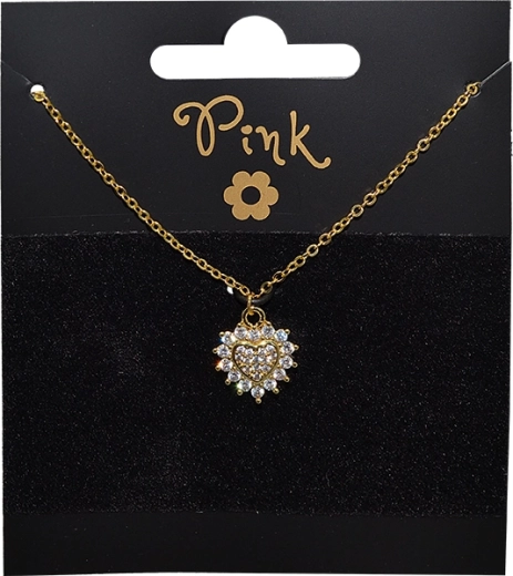 Aranyozott lánc napfényben ragyogó szív medállal