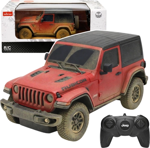 Rastar JEEP Wrangler Rubicon Muddy 1:24 RC – piros terepjáró távirányítóval