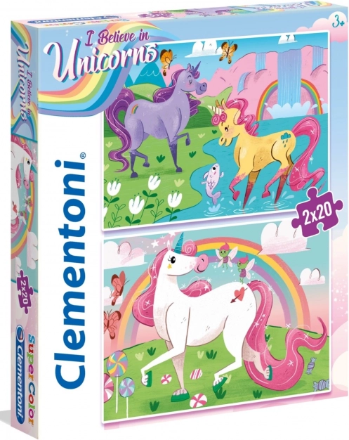 CLEMENTONI puzzle – Hiszek az unikornisokban, 2×20 darabos
