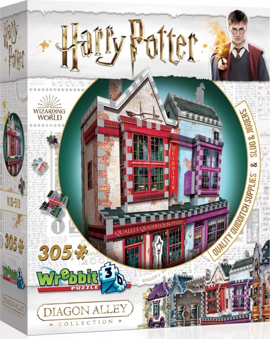 3D puzzle Harry Potter: Minőségi kviddicsfelszerelés és Slug & Jiggers Patika, 305 darab