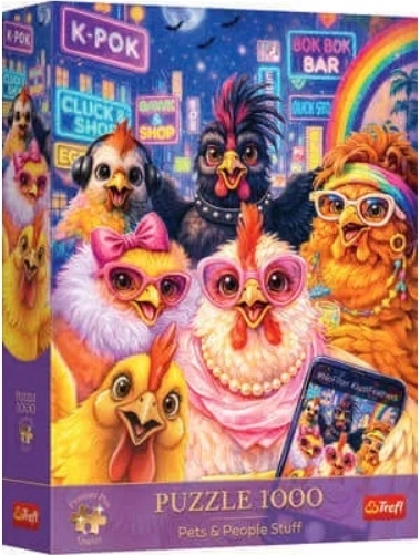 Puzzle Premium Plus Pets – szelfi tyúkokkal 1000 darab