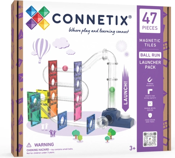 Connetix golyópálya kilövővel, 47 darabos