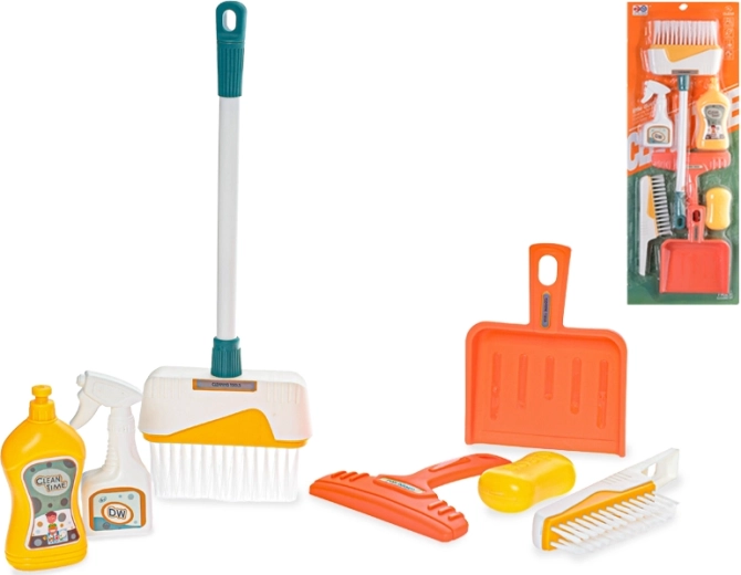 Gyermek takarítókészlet, 7 db, kosárral