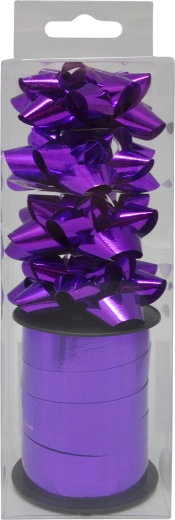 Ajándék masnik és szalag készlet, lila, 4 db + 10 m szalag