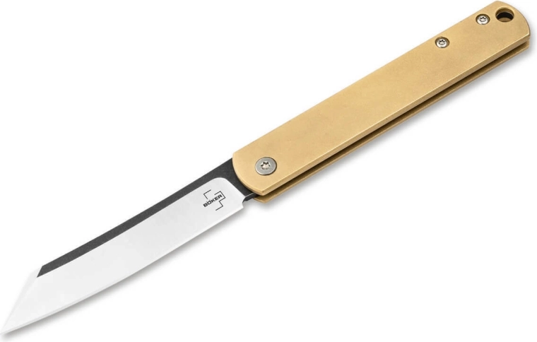 Böker Plus Zenshin 42 Brass zsebkés 7,5 cm stonewash felülettel