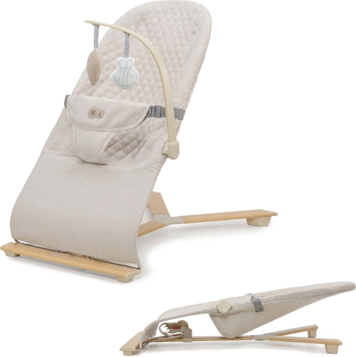 Kinderkraft MIMI pihenőszék és hintaszék beige wood, 9 kg-ig