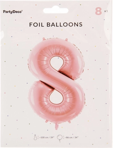 Rózsaszín fólia lufi 8-as szám 86 cm