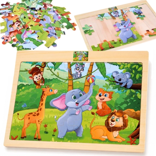 Fa puzzle vadállatok 40 darab