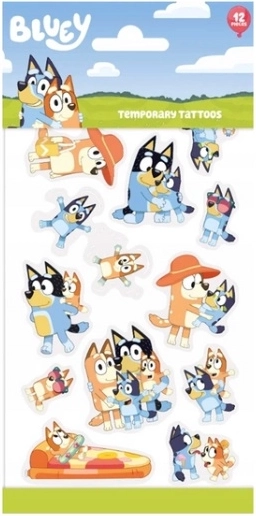 Lemosható gyerek tetoválás Bluey – 12 db-os szett