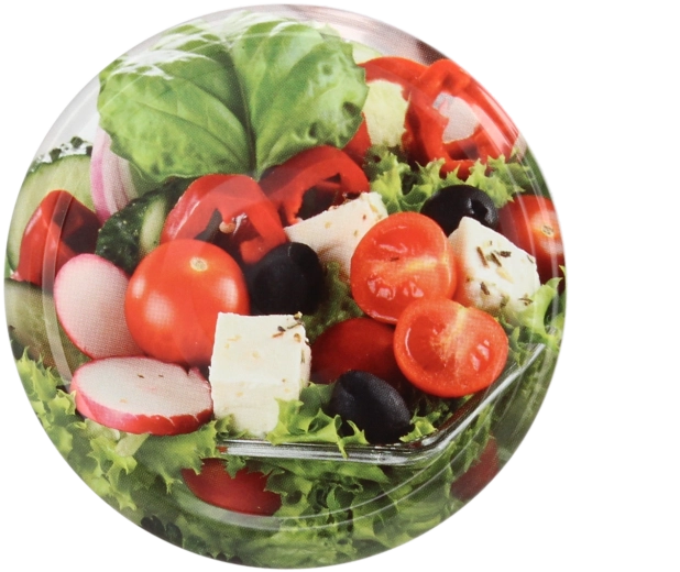 82 mm-es befőttesüveg-tetők 6 bemetszéssel – zöldségminták vegyesen