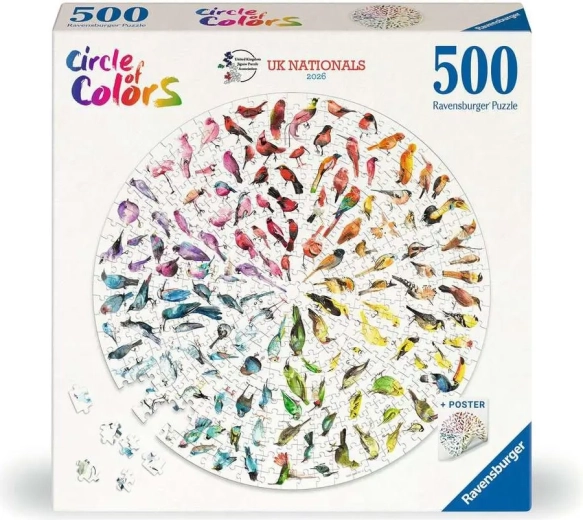 Ravensburger kerek puzzle Circle of Colors: Madarak 500 darab