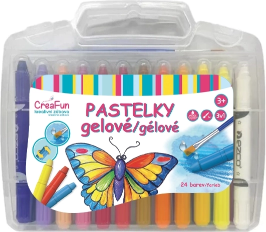 CreaFun 3 az 1-ben mosható zselés ceruzák, 24 darabos készlet ecsettel