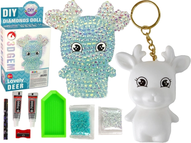 DIY szett gyémántszarvas – 3D kristályos medál – Kék