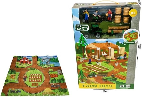Farm készlet gazdasági épülettel és játszószőnyeggel