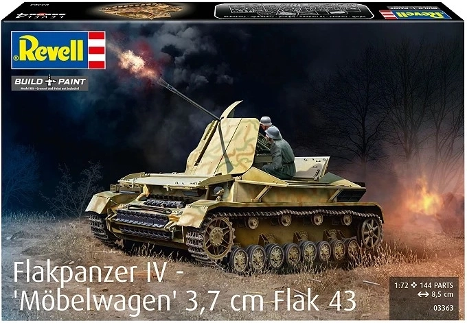 Műanyag tankmodell Flakpanzer IV 3,7 cm Flak 43 (1:72)